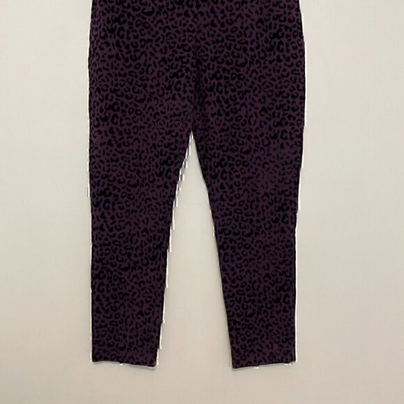 SUSAN GRAVER Weekend Flocked Cotton Spandex Leggings Purple Leopard Cheetah M - Picture 4 of 12